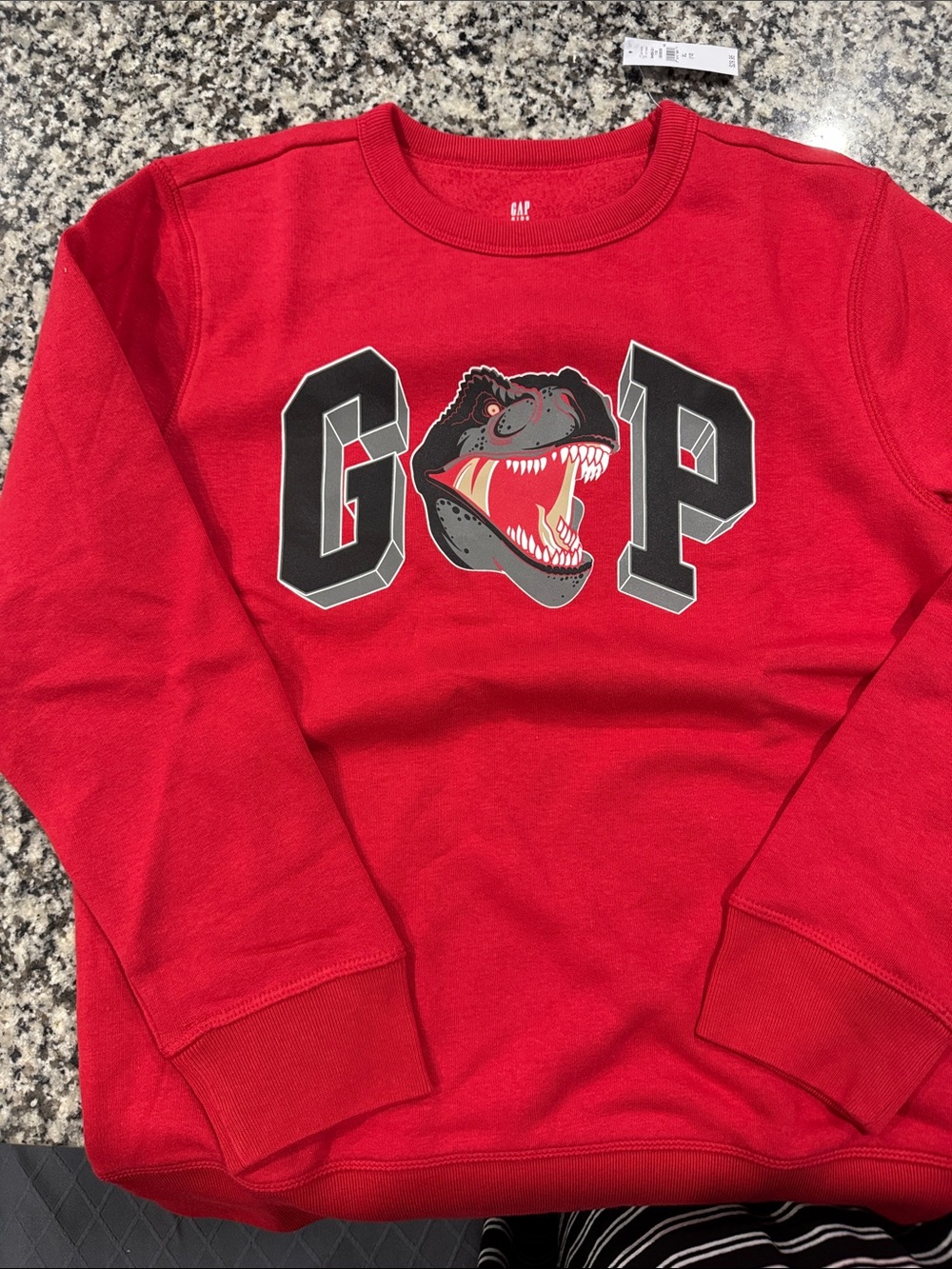GAP Red Crewneck Sweatshirt with Dino Graphic
